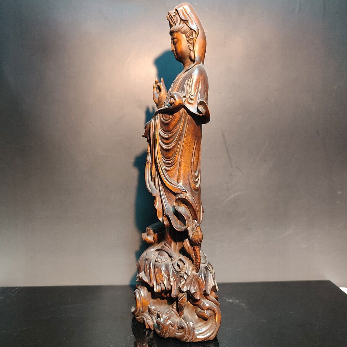 Wooden Chinese Kwan-Yin Statues Figurines Quan Yin Statues Buddha Wood Carving