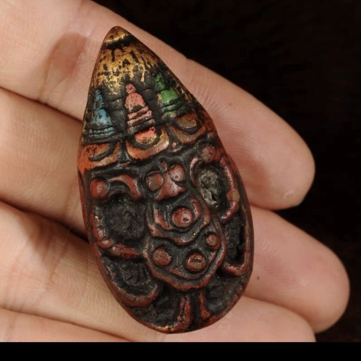 Tibetan Garuda Tsa Tsa Pendant Buddhist Totem Amulet Necklace Vintage Clay Charm