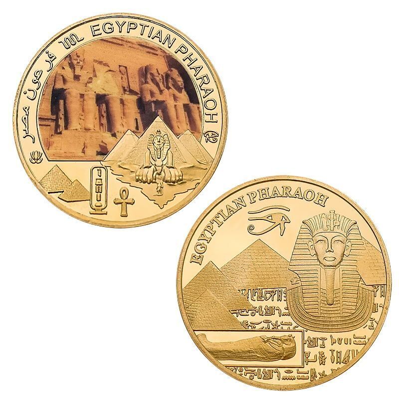 Commemorative Challenge Coins Egyptian Pharaoh Gold Plated Craft Souvenir 1.57in
