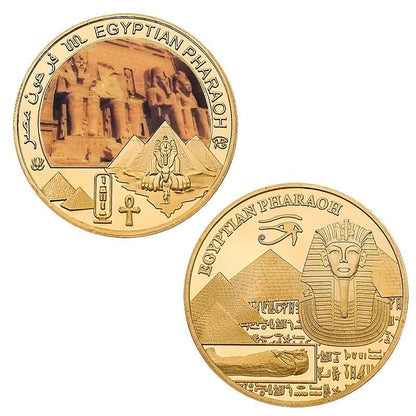 Commemorative Challenge Coins Egyptian Pharaoh Gold Plated Craft Souvenir 1.57in