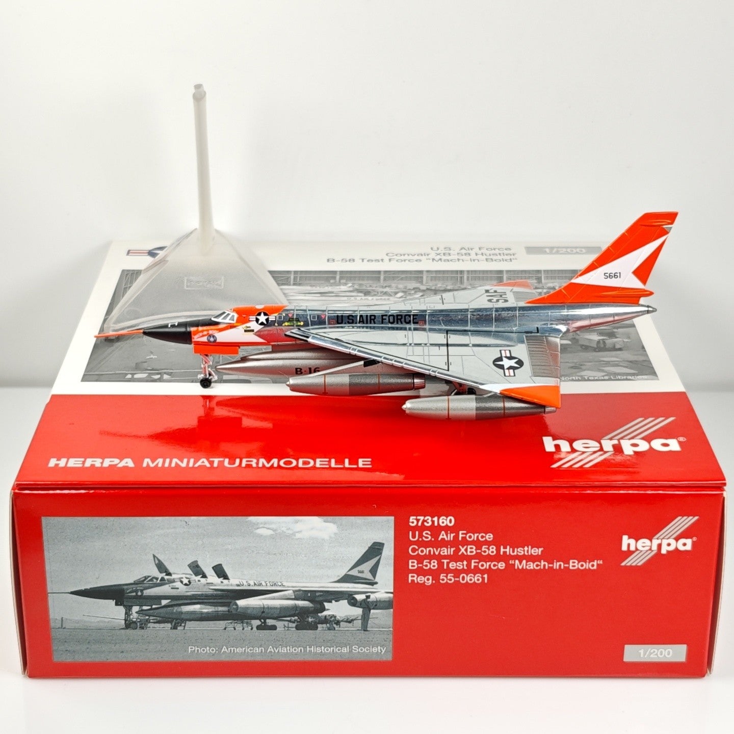 1:200 Herpa U.S. Air Force Convair XB-58 Hustler Aircraft Diecast Airplane Model