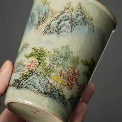 260ml Landscape Chinese Green Tea Cup Ceramic Kung Fu Teacup Ceramic Opening Cup