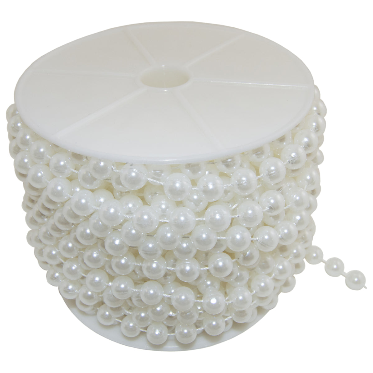 20 Yards Stringed Faux Pearls Large 10mm Shiny White Beads Garland 60 Foot Spool