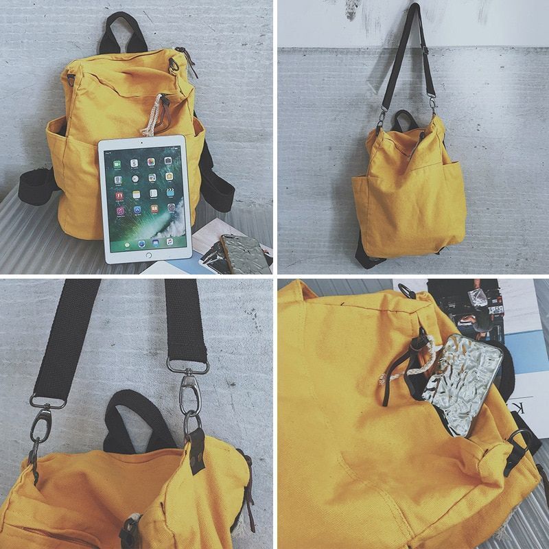 Backpack High Capacity Travel Purse Laptop Canvas Women Schoolbag 20-35 L Zipper