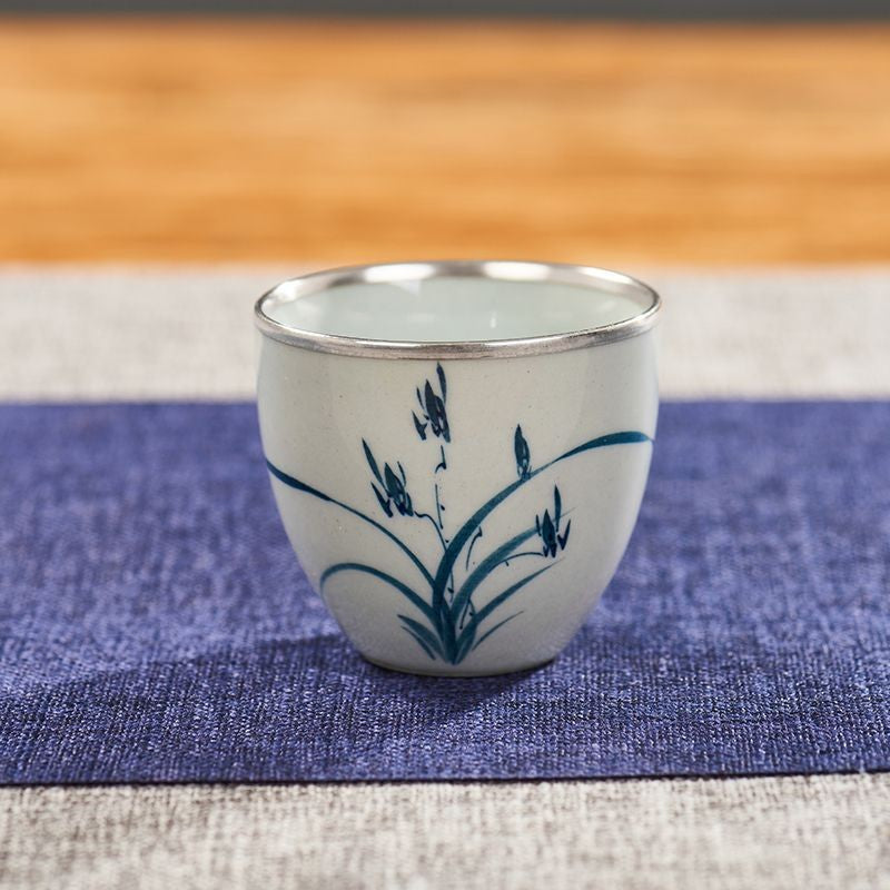 1pc Hand Drawn Blue and White Tea Cup Master's Cup Single Cup Ceramic Tea Set