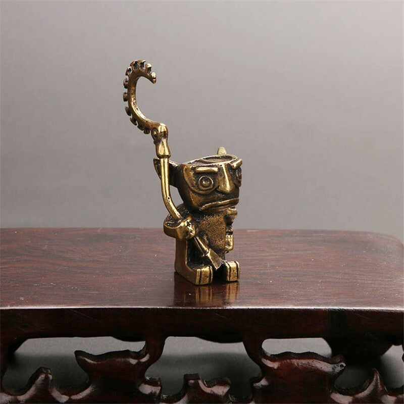 Solid Brass Robot Guard Statue Tea Pet Ornament Cartoon Character Toy Miniature