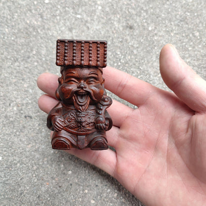 Wood Carving Buddha Statue Figurine Boxwood Kid Children Gift Statuette festival