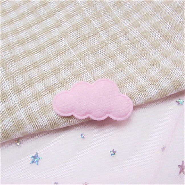 60Pcs/Lot 4.5x2.5cm Felt Cloud Padded Appliques Artificial Crafts Hairclip Patch