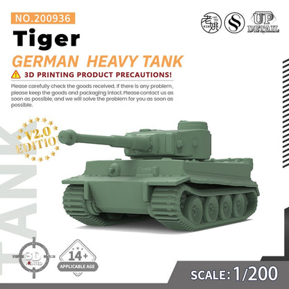 SSMODEL SS200936 1/200 Military Model Kit German Tiger Heavy Tank