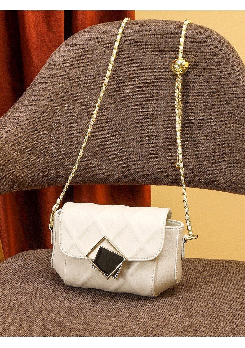 Cowhide Retro Single Chain Real Leather Bag Shoulder Messenger Small Golden Ball