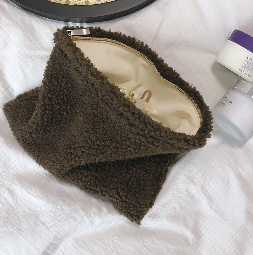 Plush Pencil Case Cosmetic Makeup Pouch Bag Soft Travel Toiletry Bag Organizer