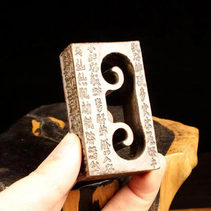 Collection Chinese Copper Carved Hexagon Seal Exquisite Small Statues Decor