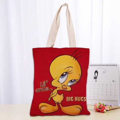 Printed Canvas Tote Bag 30x35cm Cotton Linen Handbag Shopping Women Handbag 1 PC