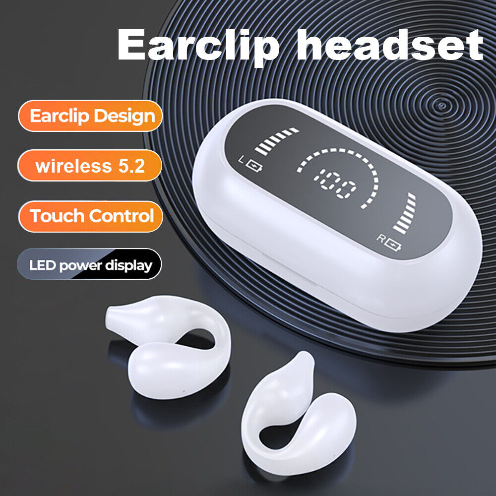 Bluetooth 5.2 Headset Bone Conduction Earphone Clip-on Ear Headphones Waterproof