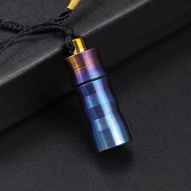 EDC Titanium Pill Case Container Portable Waterproof Box Keychain Pendant