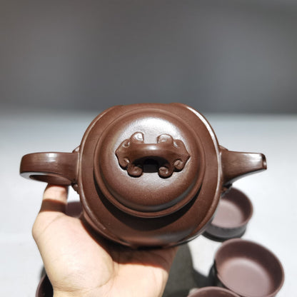 Chinese Yixing Zisha Clay Handmade Exquisite Teapot（混方如意套壶 低款：毛国强）