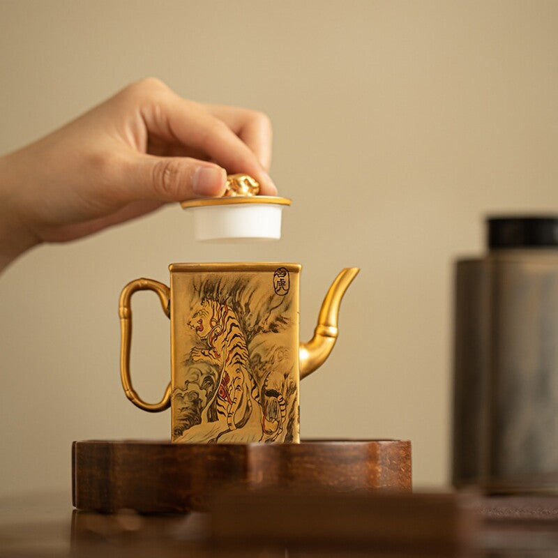 Ceramic Gilding Tea Pot Cup Antique Tea Set Dragon Print Handmade Master Pot New