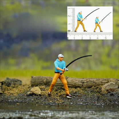 1:64 Scale Figure Model Fishing Sports Scene Display Layout Doll Model