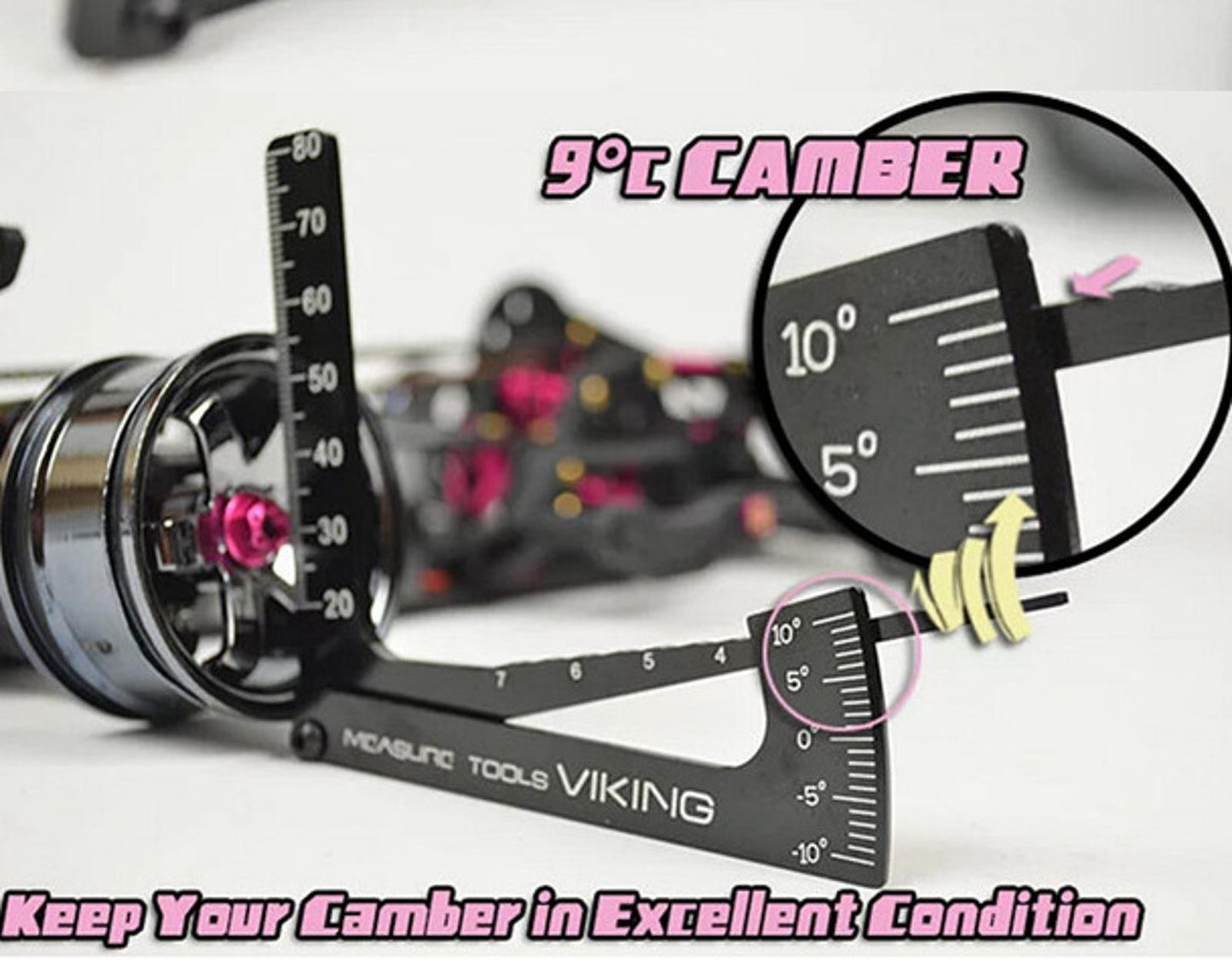 3 in 1 Up Camber Gauge Tool Set Aluminium Alloy For 1/8 1/10 RC Car Truck