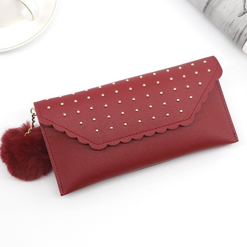 Wallet Retro Rivet Hasp Long Wallet Card Purse Synthetic Leather Phone Bag Purse