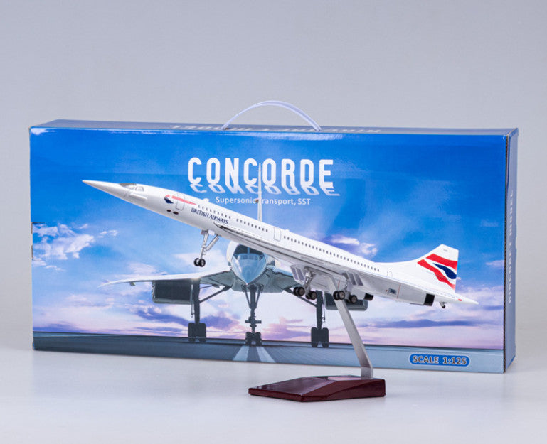 1:125 50CM BRITISH AIRWAYS Concorde Plane Led Sound-Controll Light Resin Model