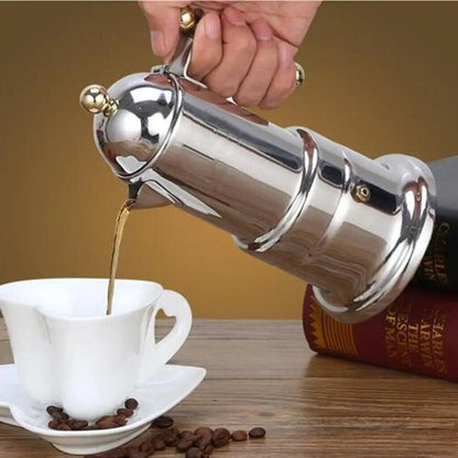 Coffee Pot Espresso Maker Stovetop Moka Stainless Steel Latte Percolator 21x10cm