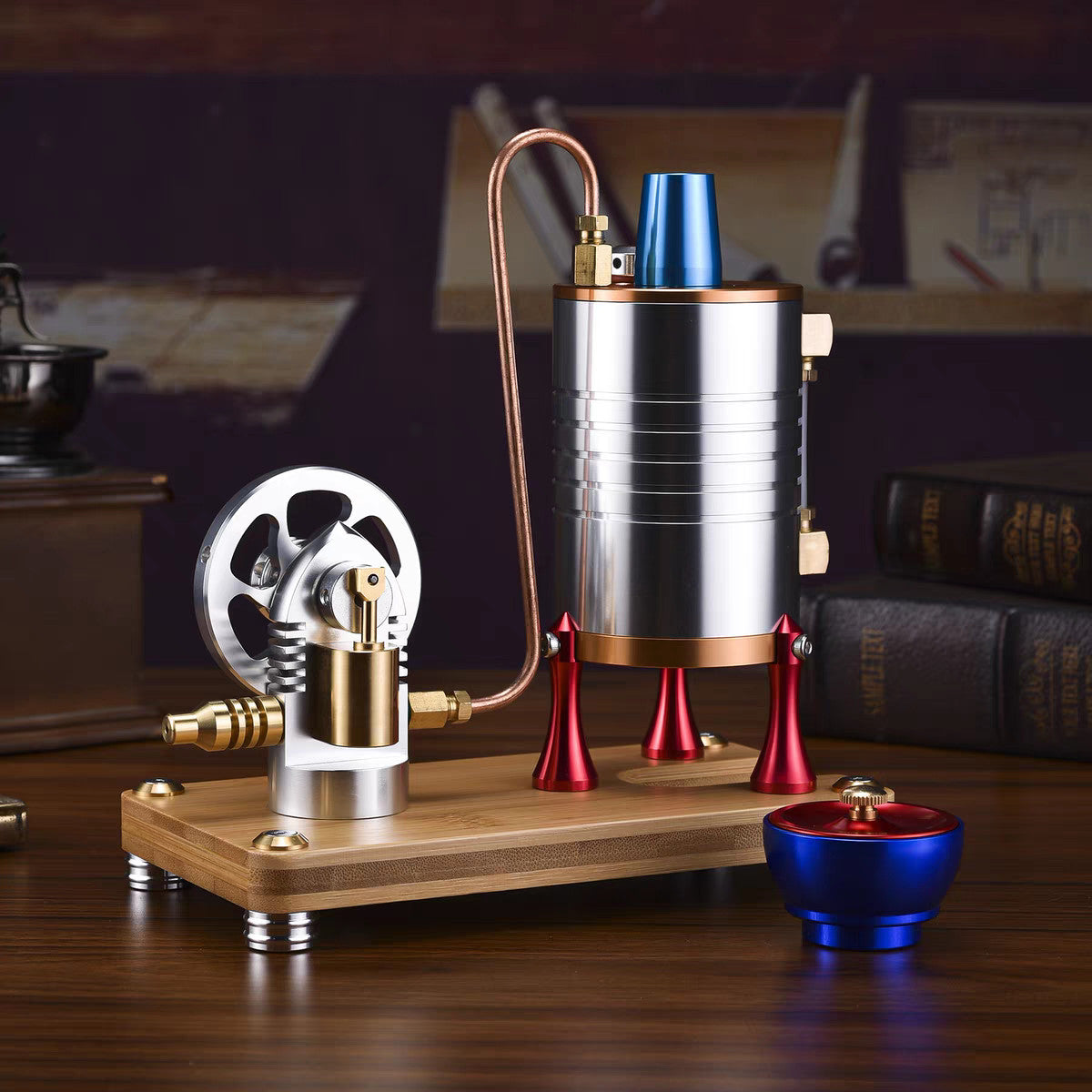 Startable Steam Engine & Heat Boiler Copper $ Stainless Steel CNC Vintage Model