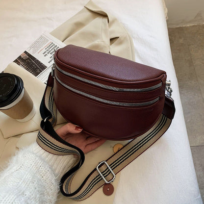 Wide Strap Messenger Bag Soft Leather Crossbody Large Sling Shoulder Purse 1 PC