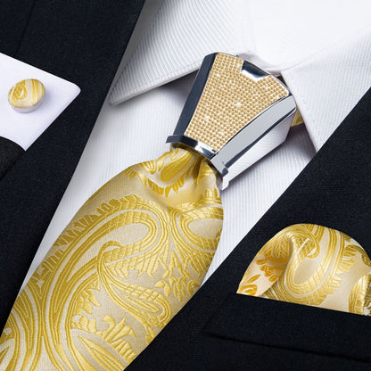 Men Necktie 3Pcs Luxury Striped Ties Cufflinks Pocket Square Wedding Accessories