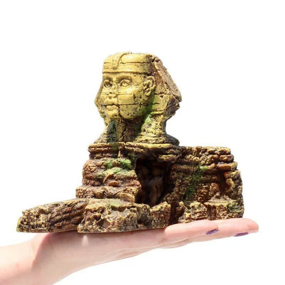Fish Tank Decorations Resin Pyramid Sphinx Shrimp Residence Aquarium Accessories