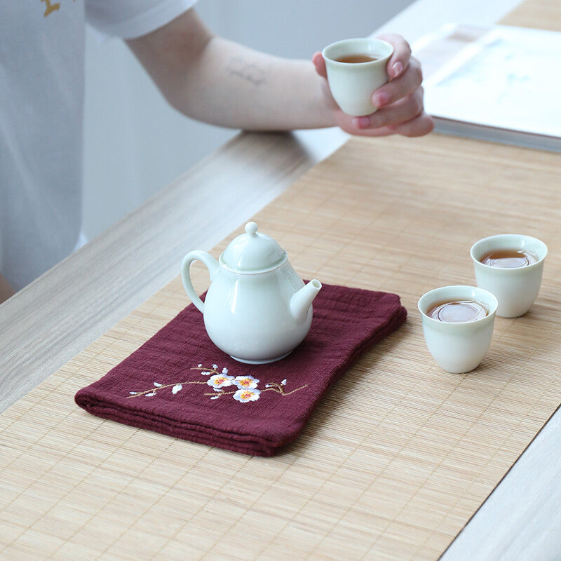 Tea Towel Water Absorbent Cloth Embroidered Cotton Linen Towel No Shedding China