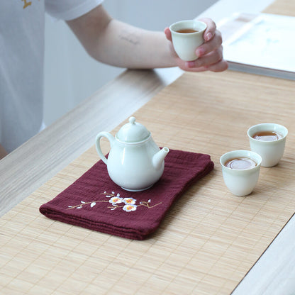 Tea Towel Water Absorbent Cloth Embroidered Cotton Linen Towel No Shedding China