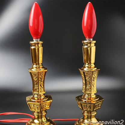 A Pair New Electric Candle LED Electrolier Lamp Buddha Offerings Lamp Supplies