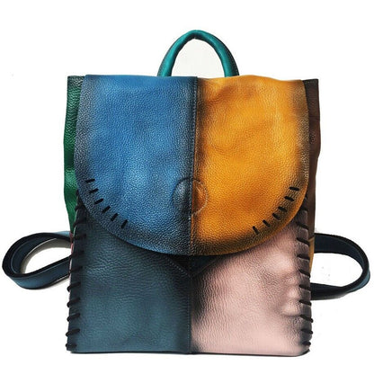 Top Cow Leather Women's Backpack, New Desinger Colorful Bag Travel Rucksack Bag