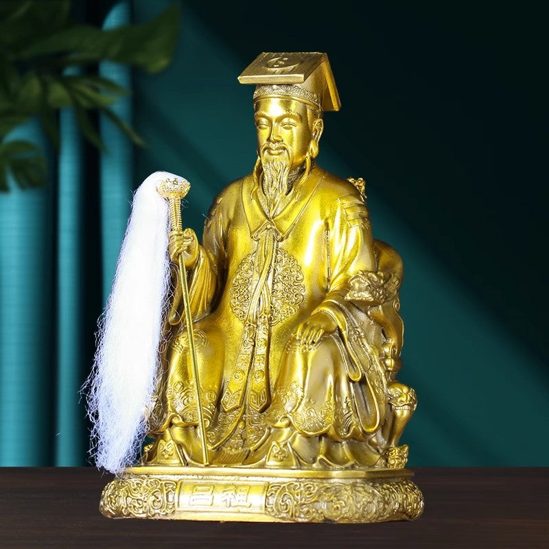 10.3" Brass Lu Dongbin Statue Chinese Eight Immortals Daoism Deity Sage Decor