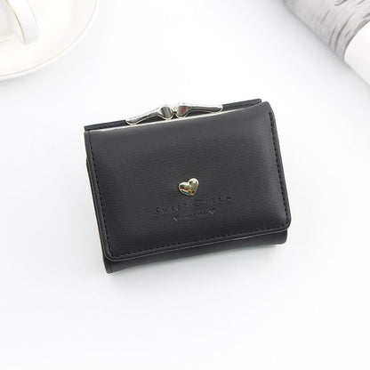 Small Wallet Loving Heart Short Wallet Card Holder Coin Purse Clutch Bags Hasp