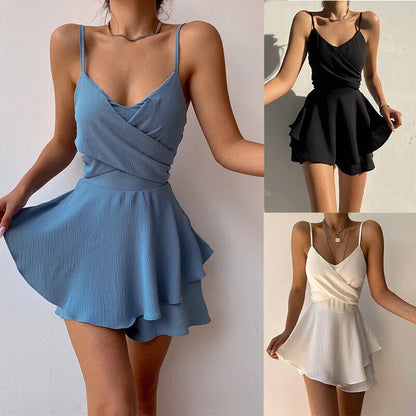 Slim Suspender Strap Sexy Rompers Summer Casual Slip Female Elegant Skirt