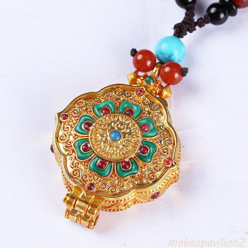 Six Characters Zhenyan Gawu Box Pendant Gilt Pendant Decoration