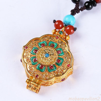 Six Characters Zhenyan Gawu Box Pendant Gilt Pendant Decoration
