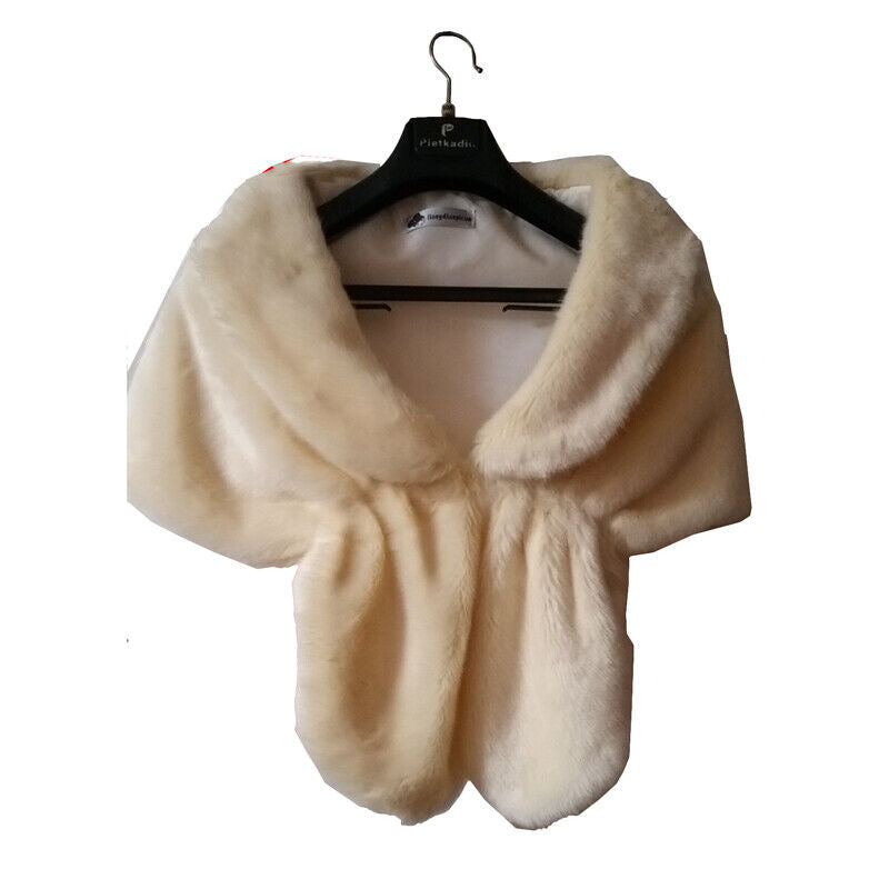 Elegant High-grade Bridal Wedding Luxury Fur Long Shawl Stole Wrap Shrug Scarf