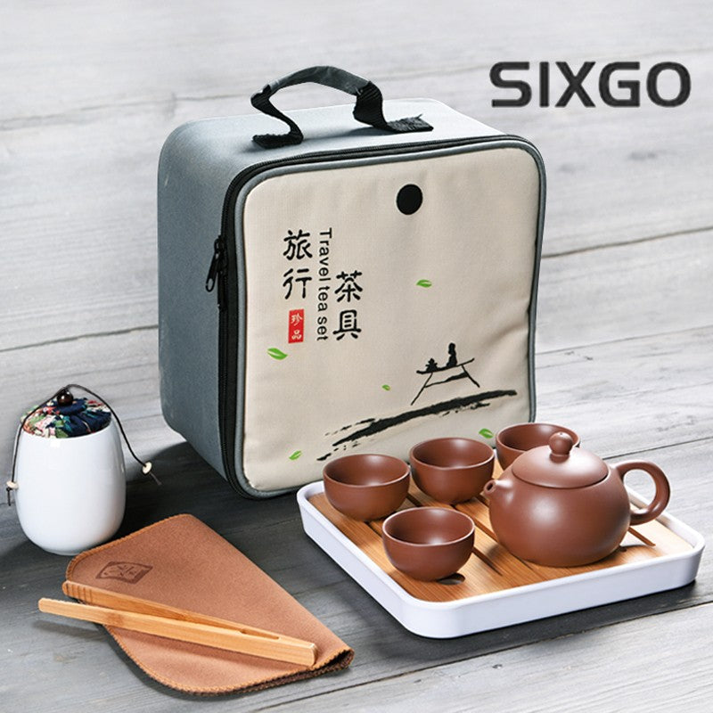 Travelling Tea Set Portable Bag Yixing Zisha Teaset Tea Plate Reservoir Tea Tray