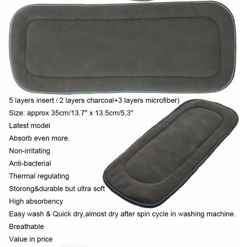 Reusable Washable Diaper Inserts Bamboo Cotton Elastic Inserts Boosters Liners