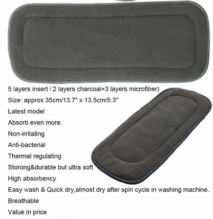Reusable Washable Diaper Inserts Bamboo Cotton Elastic Inserts Boosters Liners