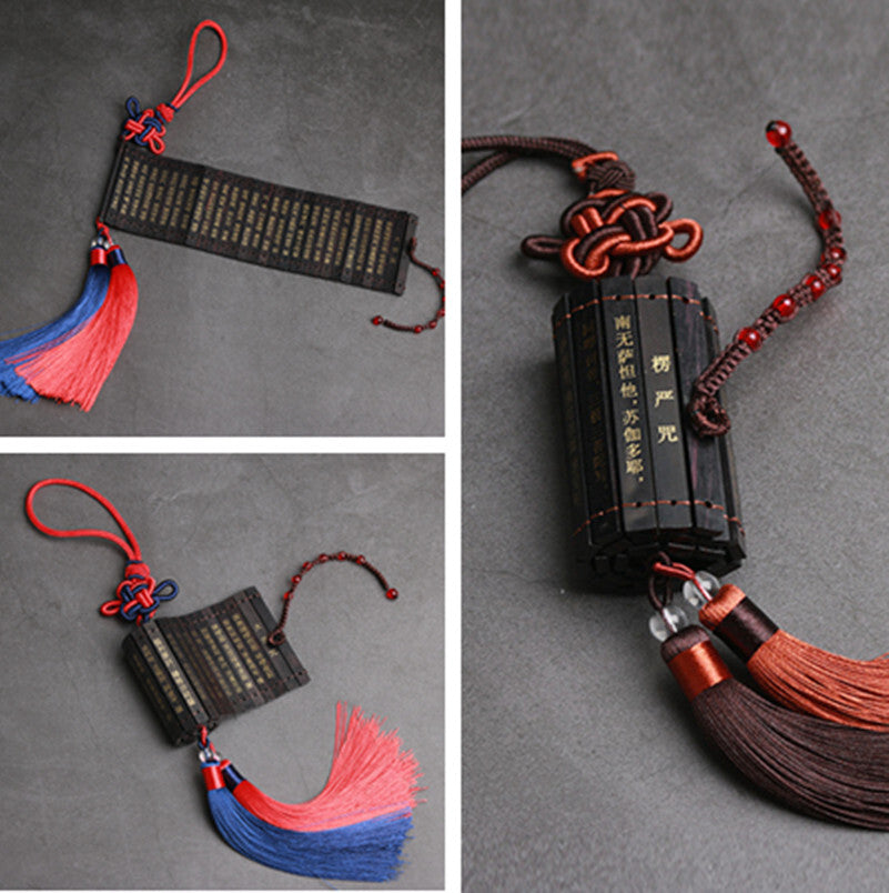 Car Pendant Scripture Heart Sutra Bamboo Slip Tassel Home Feng Shui Lucky Decor