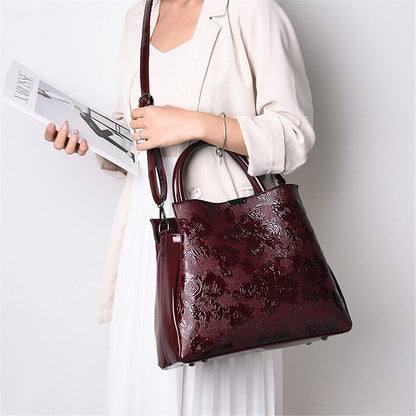 3D Flowers Print Tote Bag 2 Sets Purses Handbag Shoulder Crossbody Polyester