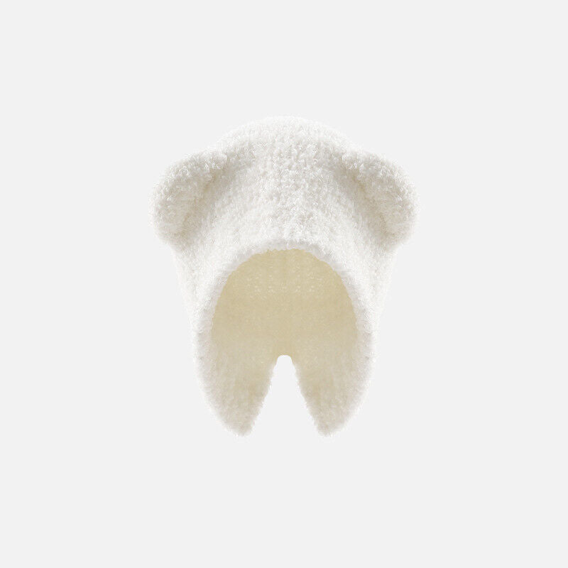 Multi-functional Bear Scarf Face Cover Hat Women Cute Winter Thick Plush Scarf