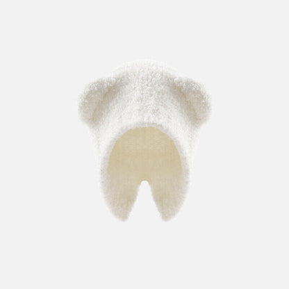 Multi-functional Bear Scarf Face Cover Hat Women Cute Winter Thick Plush Scarf