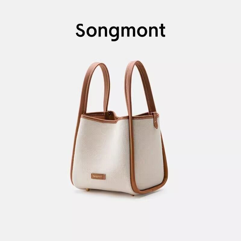 Songmont Medium Vegetable Basket Canvas Bag Crossbody Shoulder Tote Bucket Bag