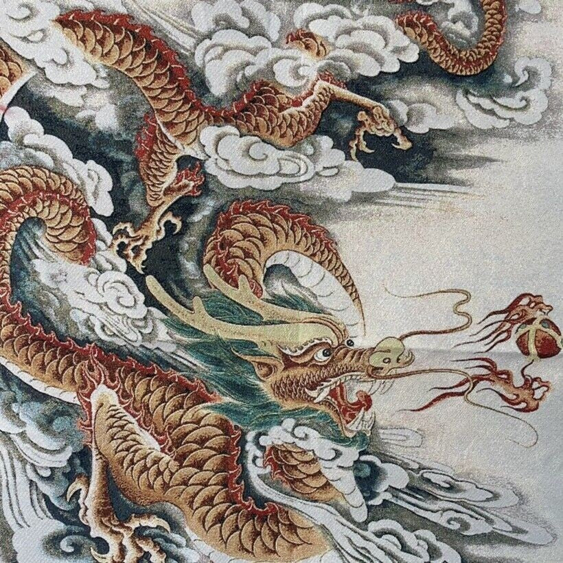 Chinese Old Silk Embroidery Painting Home Tang Ka Mural "Dragon"Painting