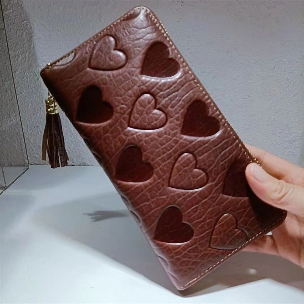 Genuine Leather Wallets Large Clutch Hand Bag Real Cowhide Purse Handle 19*10CM